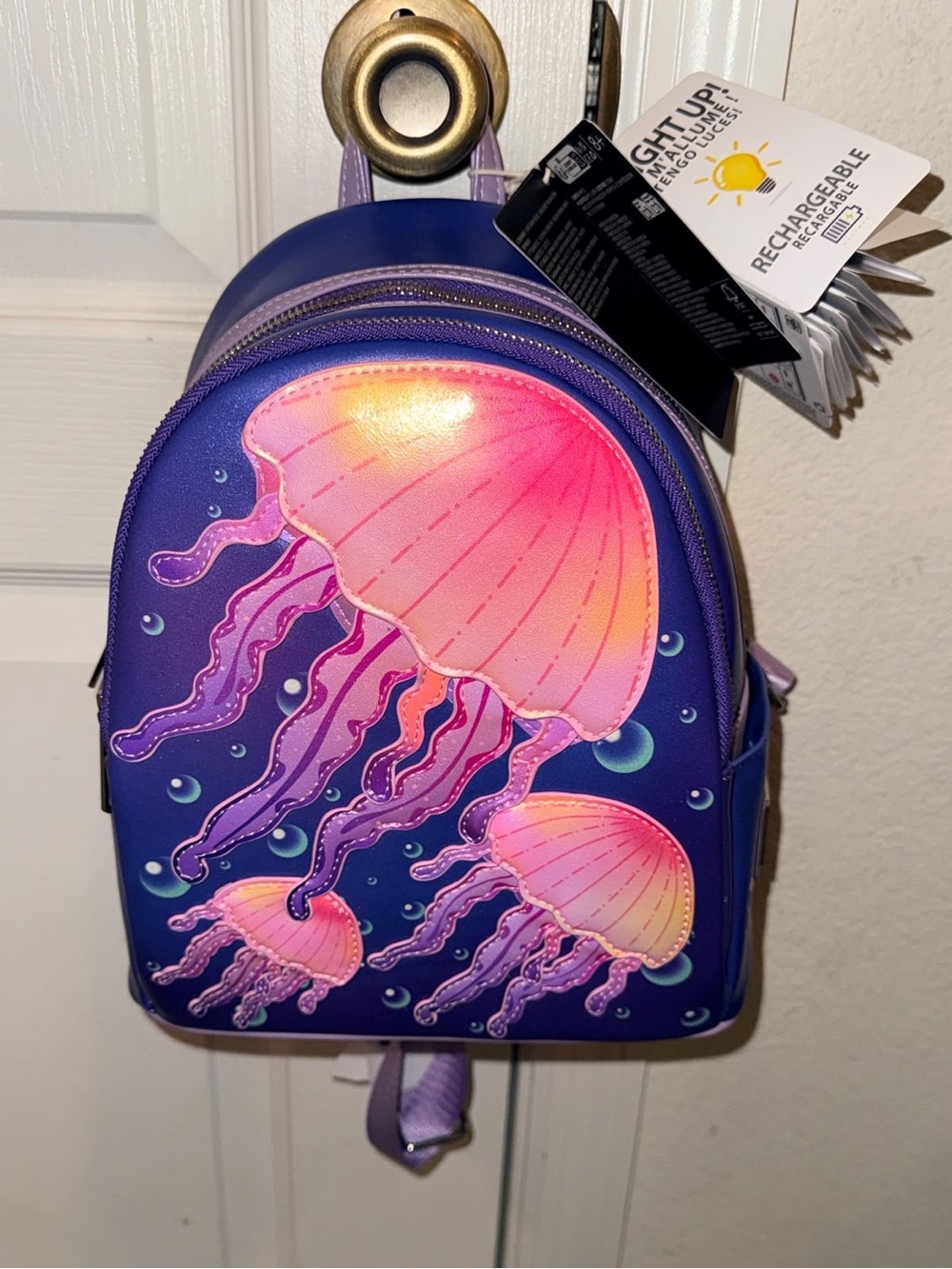 Loungefly Purple Jellyfish Mini Backpack with Pink & Orange Accents